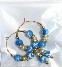 NIBRAS Designer Acrylic Beads Golden Hoop Earrings - B09JFV5XGL, 7 gm, 4mm x 6mm x 1mm